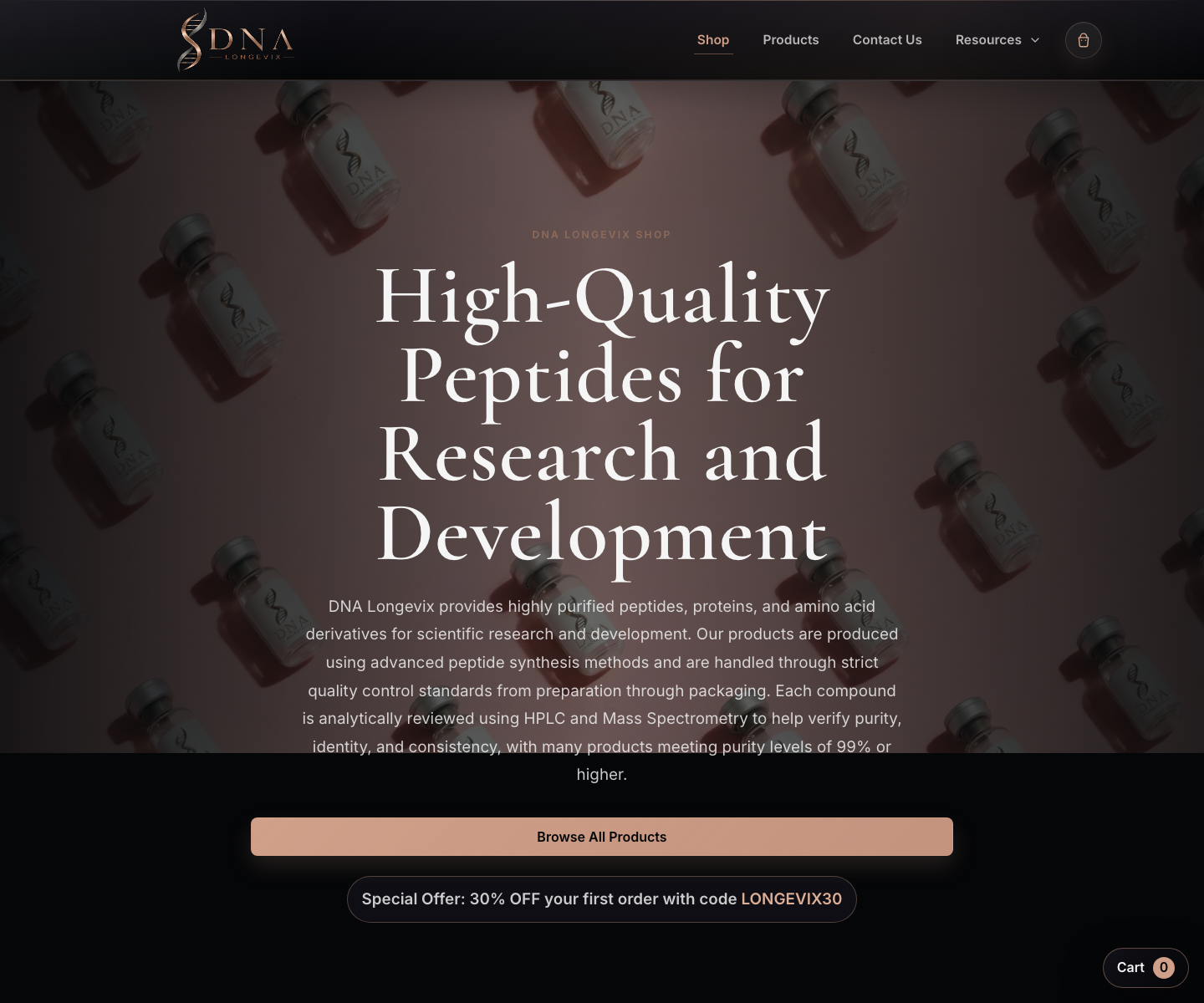 DNA Longevix Shop website template screenshot